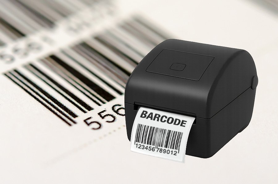 Stampante di codici a barre per etichette e tracciabilità di magazzino.